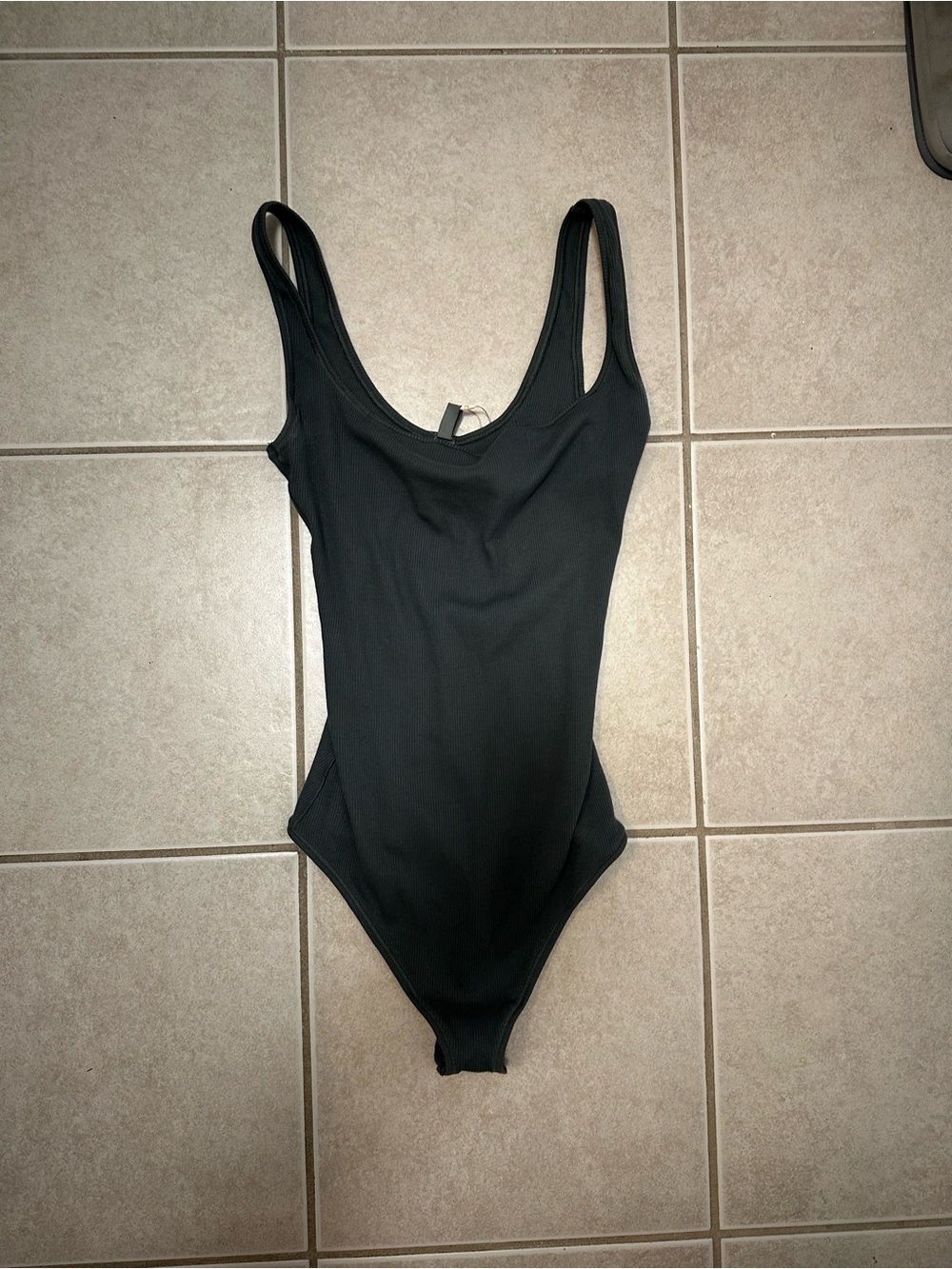 SKIMS Black Scoop Neck Bodysuit